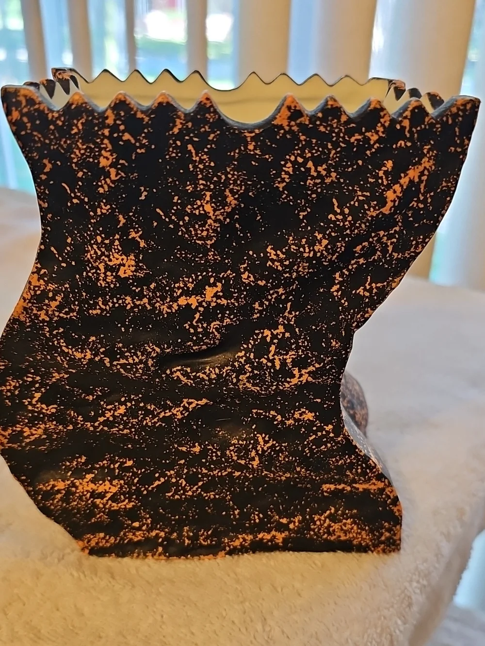 Halloween Jack-O'-Lantern Haunted Porcelain Luminary - Black with Orange Speckle